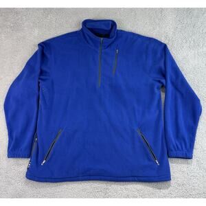 ScotteVest Men's 1/4 Zip Microfleece Pullover XL Travel Pockets Blue Fleece Tech